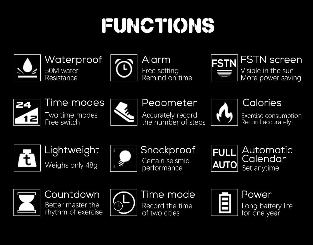 NORTH EDGE Men Digital Watch Men's Sports Watches Dual Time Pedometer Alarm Clock Waterproof 50M Digital Watch Military Clock