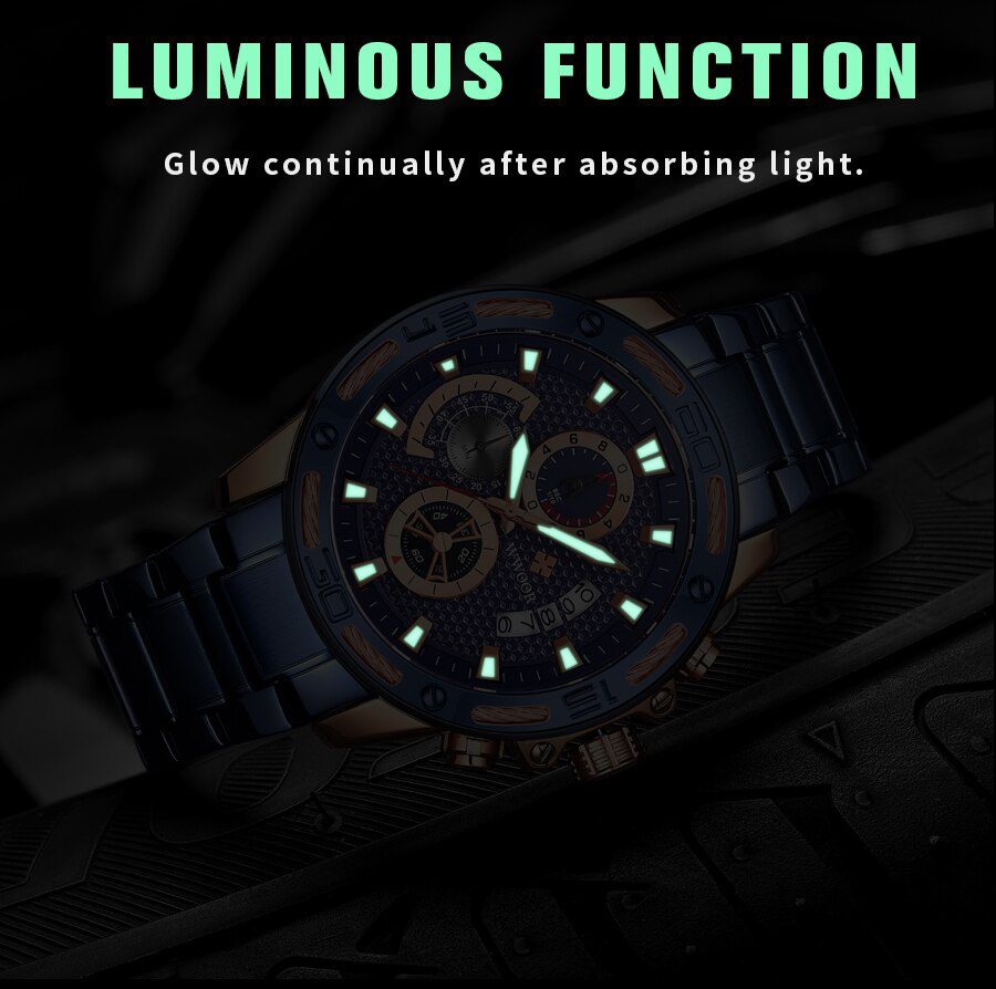 WWOOR 2021 New Men Watches Top Brand Luxury Gold Stainless Steel Quartz Watch Men Waterproof Sport Chronograph Relogio Masculino