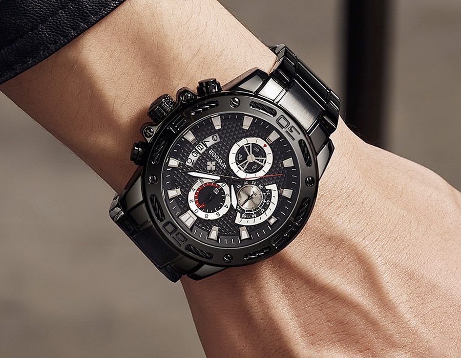 WWOOR 2021 New Men Watches Top Brand Luxury Gold Stainless Steel Quartz Watch Men Waterproof Sport Chronograph Relogio Masculino