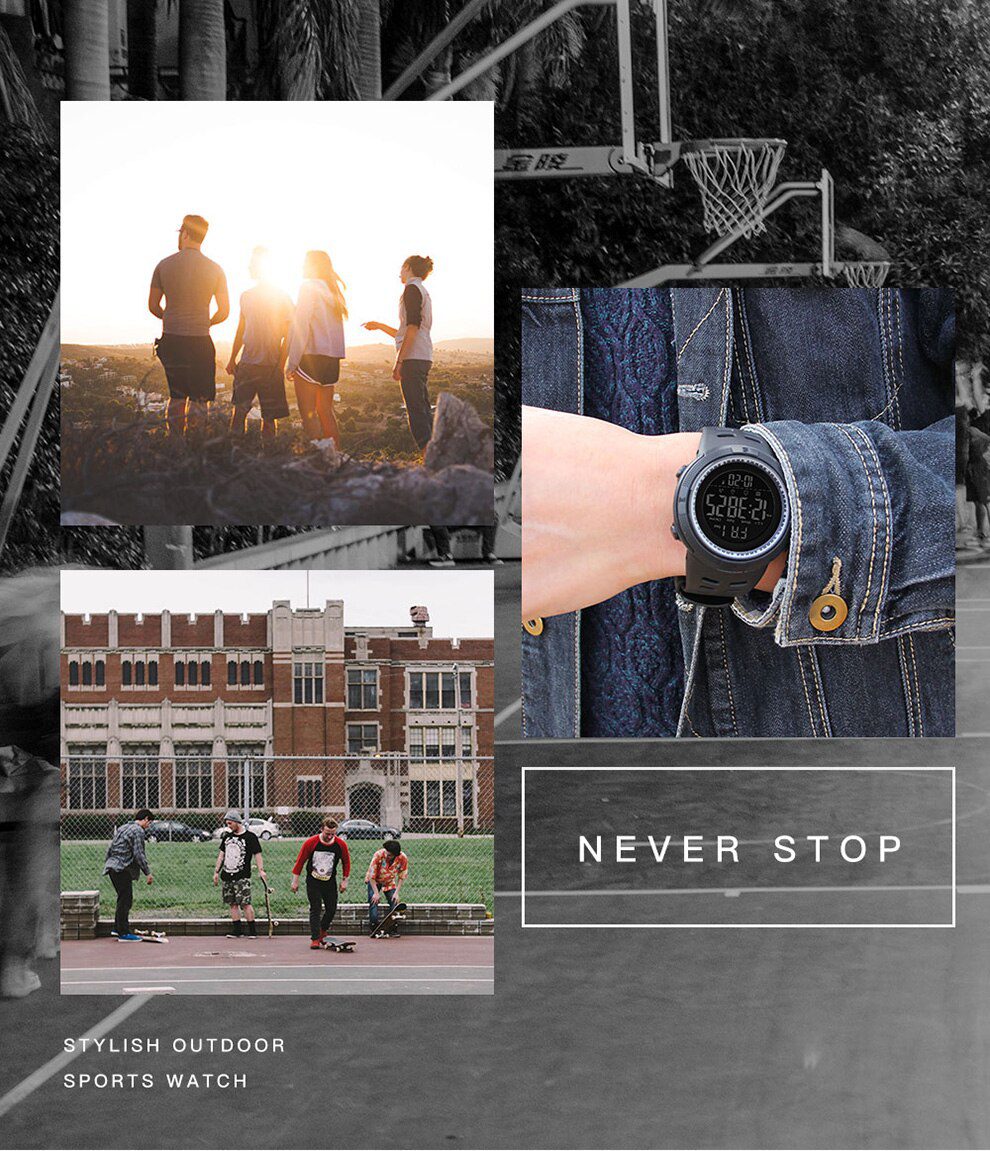 SKMEI Fashion Outdoor Sport Watch Men Multifunction Watches Alarm Clock Chrono 5Bar Waterproof Digital Watch reloj hombre 1251