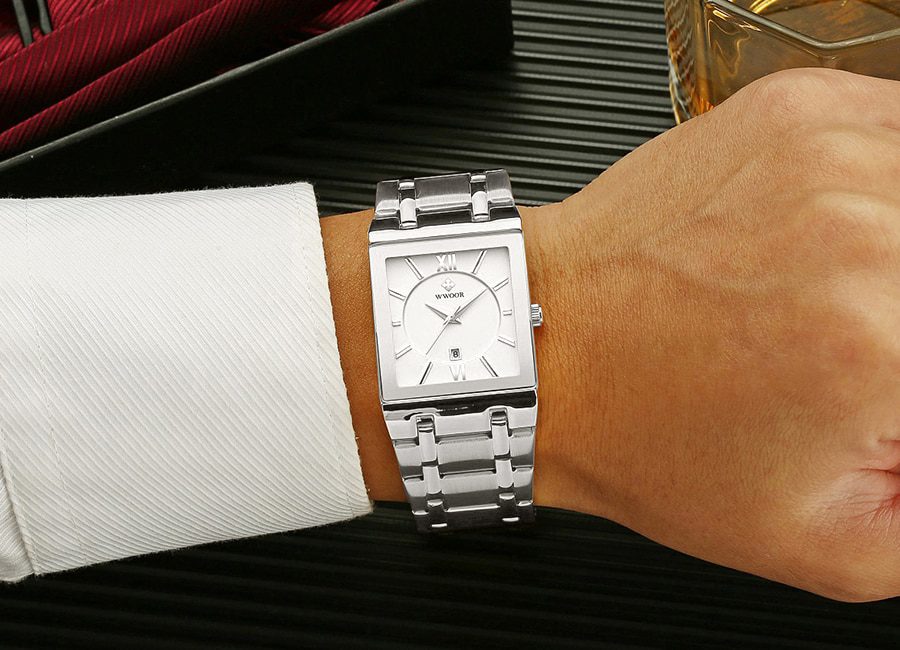 Relogio Masculino WWOOR Gold Watch Men Square Mens Watches Top Brand Luxury Golden Quartz Stainless Steel Waterproof Wrist Watch