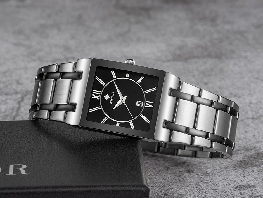 Relogio Masculino WWOOR Gold Watch Men Square Mens Watches Top Brand Luxury Golden Quartz Stainless Steel Waterproof Wrist Watch