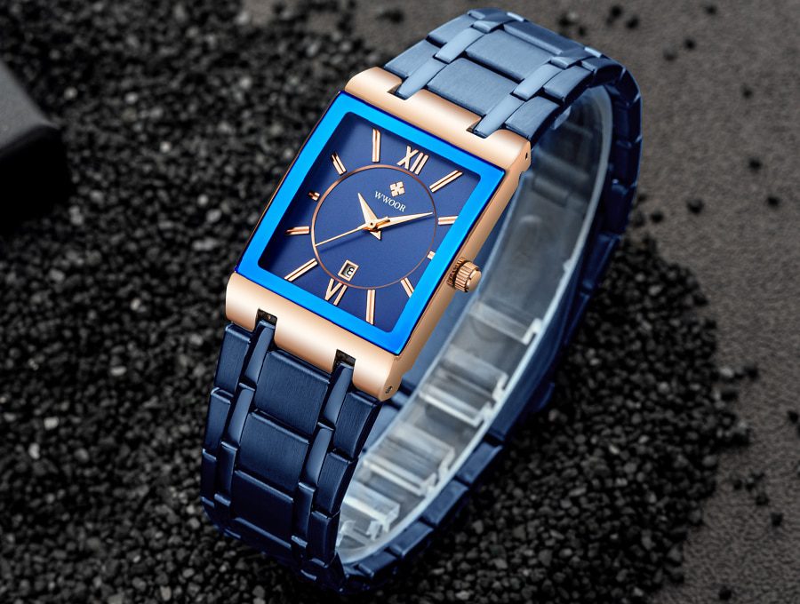 Relogio Masculino WWOOR Gold Watch Men Square Mens Watches Top Brand Luxury Golden Quartz Stainless Steel Waterproof Wrist Watch
