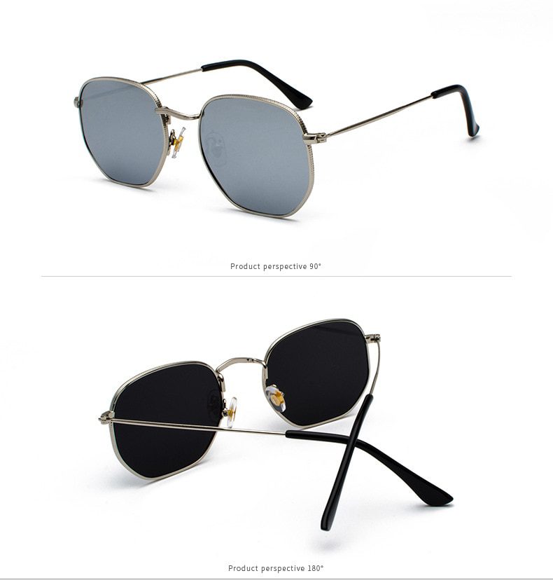 2021 Square Sunglases Men Hexagon Sun glasses Mannen Women Metal Frame Fishing Glasses Gold gray Eyewear lentes de sol hombre