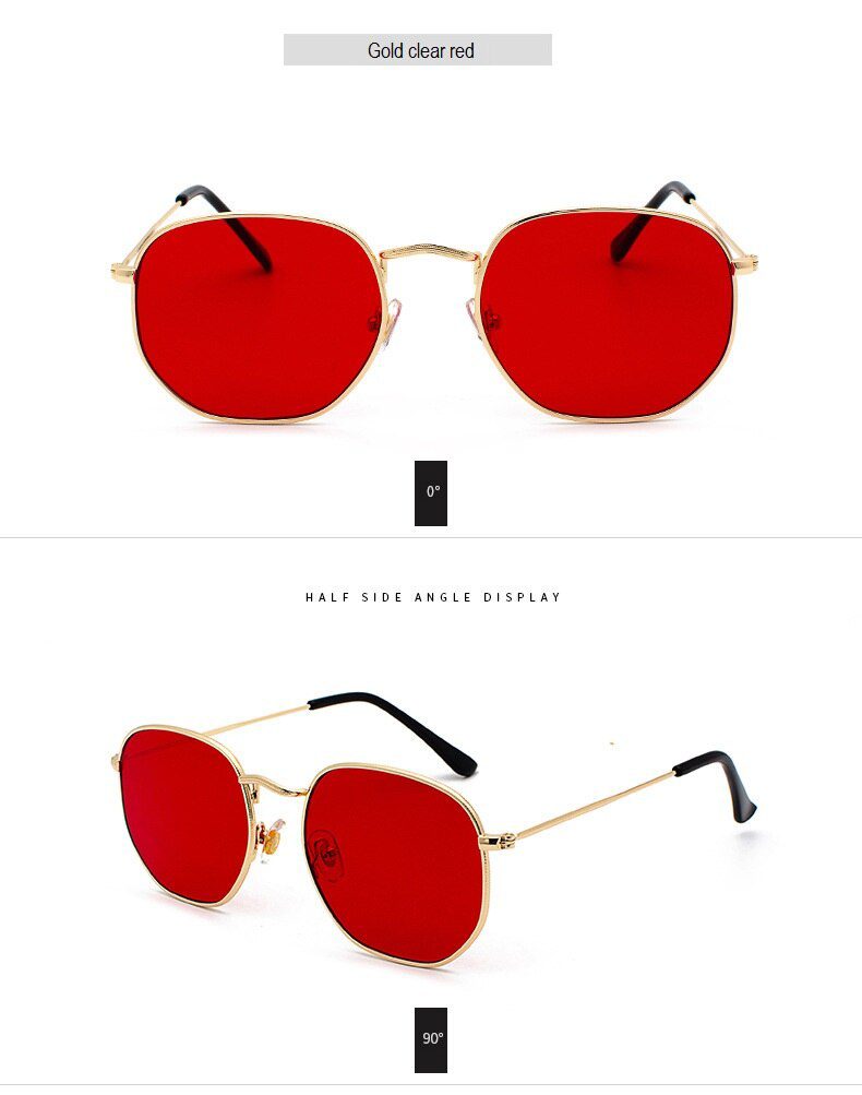 2021 Square Sunglases Men Hexagon Sun glasses Mannen Women Metal Frame Fishing Glasses Gold gray Eyewear lentes de sol hombre