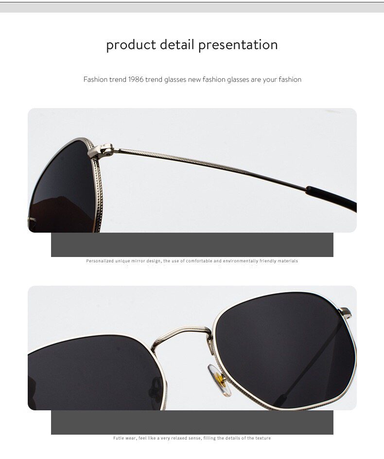 2021 Square Sunglases Men Hexagon Sun glasses Mannen Women Metal Frame Fishing Glasses Gold gray Eyewear lentes de sol hombre