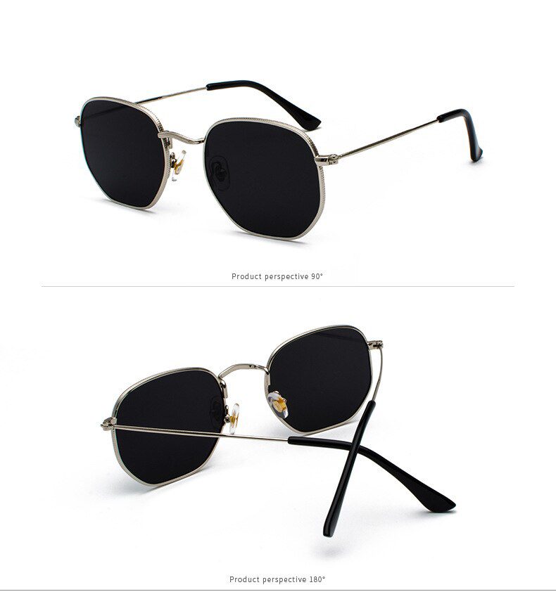 2021 Square Sunglases Men Hexagon Sun glasses Mannen Women Metal Frame Fishing Glasses Gold gray Eyewear lentes de sol hombre