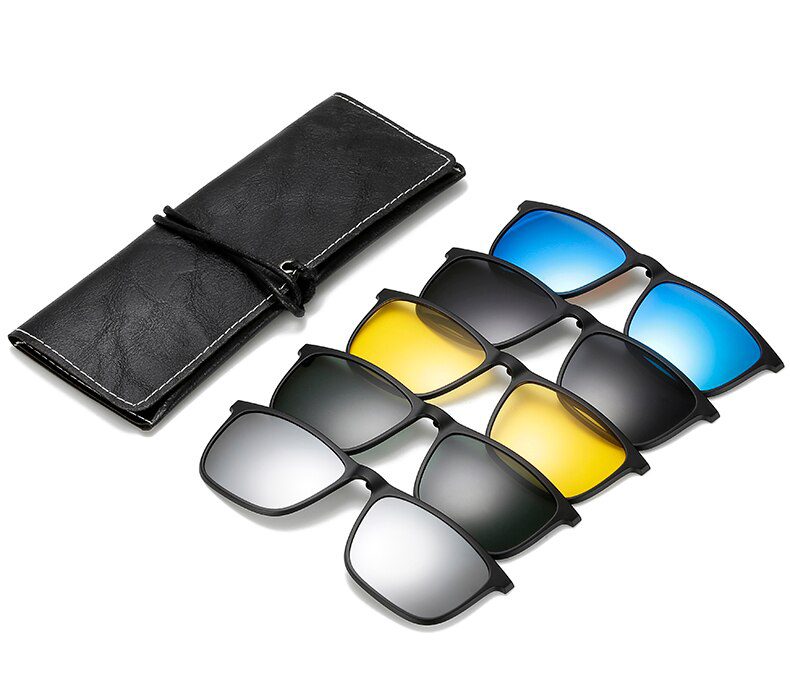 Ralferty Magnetic Sunglasses Men 5 In 1 Polarized Clip On Sunglass Women Square Sunglases Ultra-Light Night Vision Glasses A8804 Ralferty Magnetic Sunglasses Men 5 In 1 Polarized Clip On Sunglass Women Square Sunglases Ultra-Light Night Vision Glasses A8804