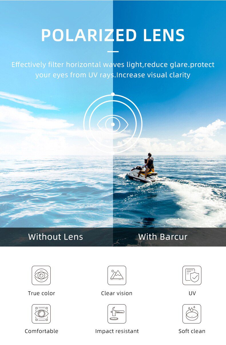 BARCUR Original Men Sunglasses Polarized Anti Blue Light Protect Men's Sun Glasses Women Pilot UV400 Eyewear