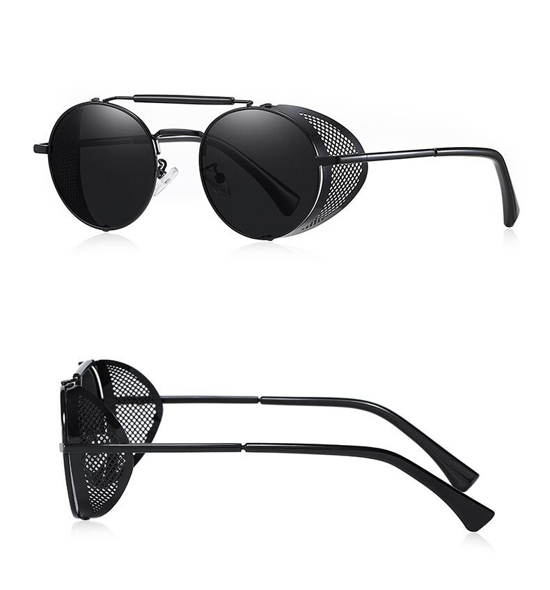 BARCUR Polarized Steampunk Round Sunglasses Men Retro Sun Glasses For Women Vintage Style