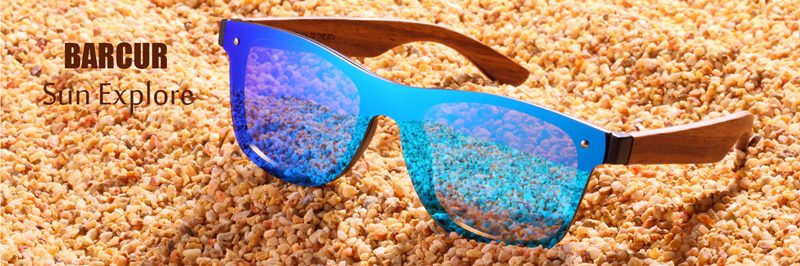BARCUR High Quality Black Walnut Sunglasses Anti-Reflecti Men Women Mirror Sun Glasses Male UV400 Wooden Sunglass Shades Oculos