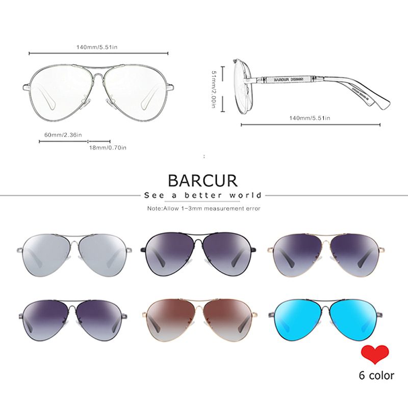 BARCUR Design Titanium Alloy Sunglasses Polarized Men's Sun Glasses Women Pilot Gradient Eyewear Mirror Shades Oculos De Sol BARCUR Design Titanium Alloy Sunglasses Polarized Men's Sun Glasses Women Pilot Gradient Eyewear Mirror Shades Oculos De Sol