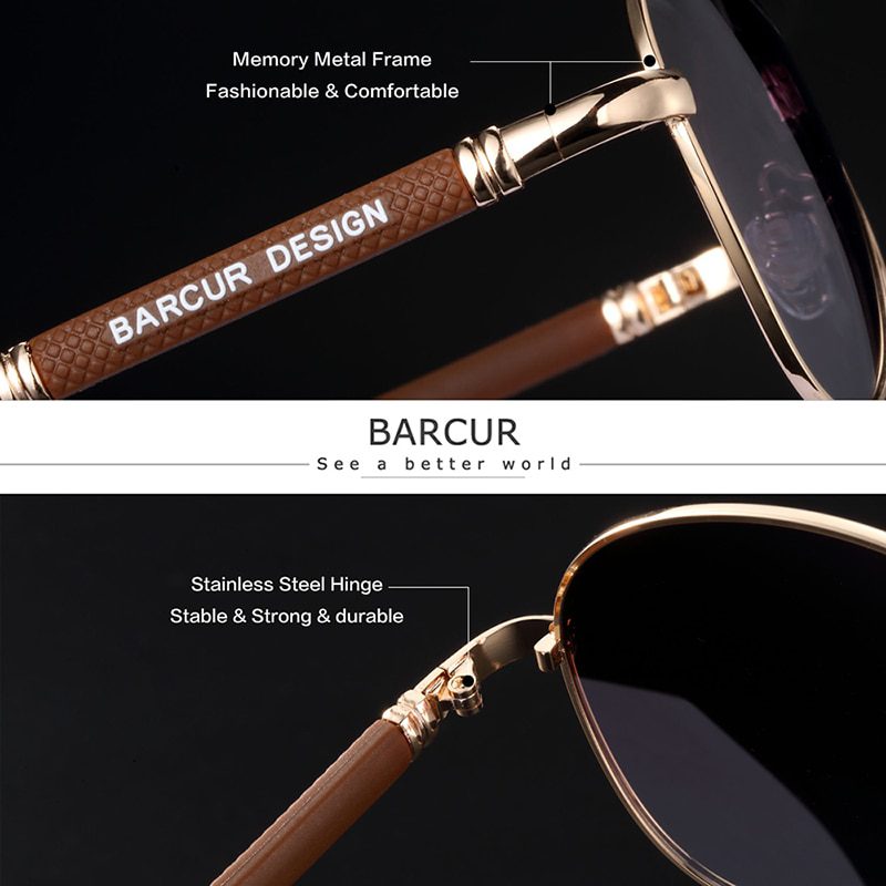 BARCUR Design Titanium Alloy Sunglasses Polarized Men's Sun Glasses Women Pilot Gradient Eyewear Mirror Shades Oculos De Sol BARCUR Design Titanium Alloy Sunglasses Polarized Men's Sun Glasses Women Pilot Gradient Eyewear Mirror Shades Oculos De Sol
