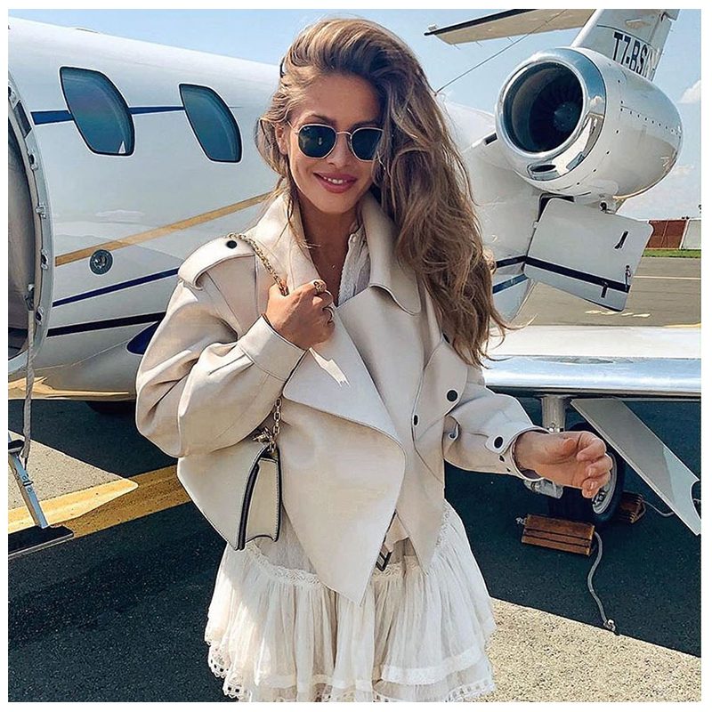 FTLZZ New Spring Women Faux Leather Jacket Biker Red White Coat Turndown Collar PU Motorcycle Jackets Loose Streetwear Outerwear FTLZZ New Spring Women Faux Leather Jacket Biker Red White Coat Turndown Collar PU Motorcycle Jackets Loose Streetwear Outerwear