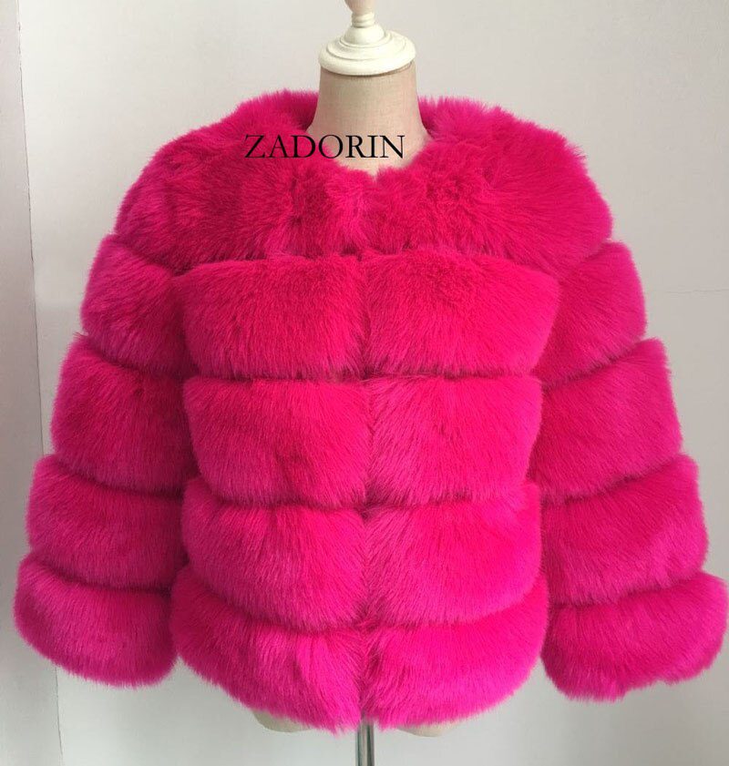 ZADORIN S-3XL Mink Coats Women 2020 Winter Top Fashion Pink FAUX Fur Coat Elegant Thick Warm Outerwear Fake Fur Woman Jacket