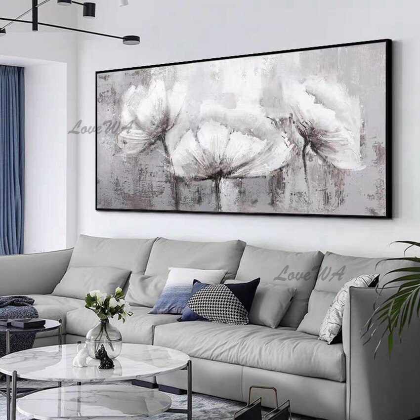 Modern Large Size Flower Oil Painting Home Wall Decoration Showpiece Canvas Painting Wall Art Hand-painted Artwork Free Shipping