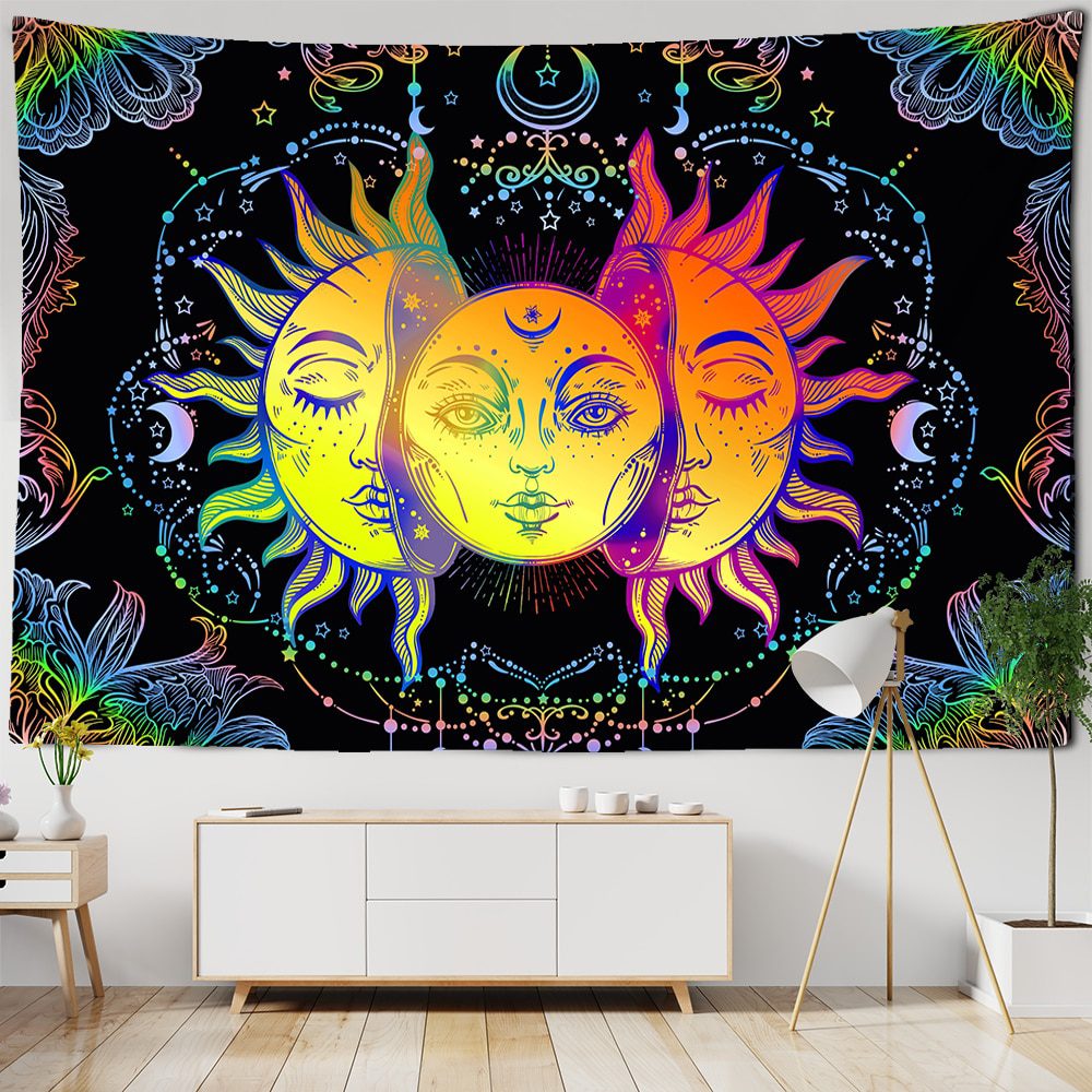 White Black Colorful Sun Moon Mandala Tapestry Wall Hanging Celestial Wall Tapestry Hippie Wall Carpets Dorm Decor Wall Tapestr White Black Colorful Sun Moon Mandala Tapestry Wall Hanging Celestial Wall Tapestry Hippie Wall Carpets Dorm Decor Wall Tapestr