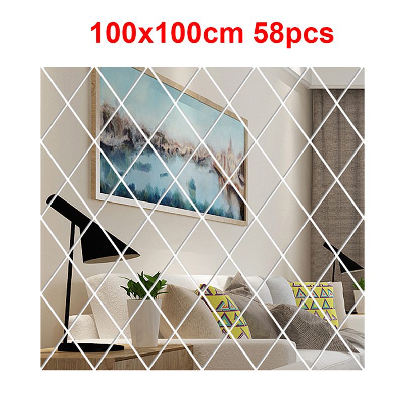 17/32/58Pcs 3D Mirror Wall Sticker DIY Diamonds Triangles Acrylic Wall Stickers Living Room Home Decoration adesivo de parede