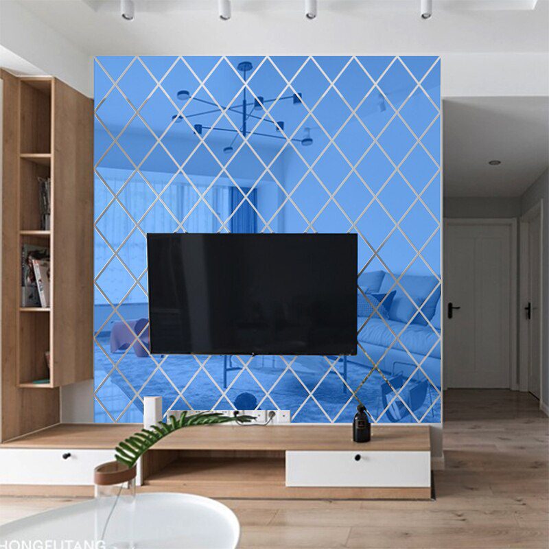 17/32/58Pcs 3D Mirror Wall Sticker DIY Diamonds Triangles Acrylic Wall Stickers Living Room Home Decoration adesivo de parede