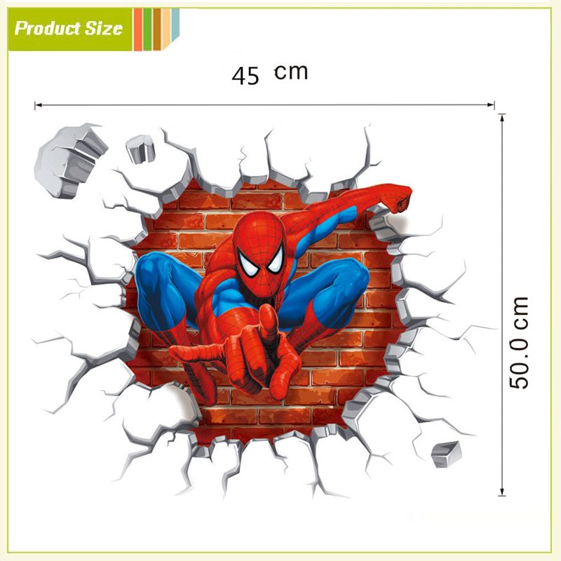 Spiderman Super Heroes Wall Stickers For Kids Room Decoration Home Bedroom PVC Decor Cartoon Movie Mural Wall Art Decals