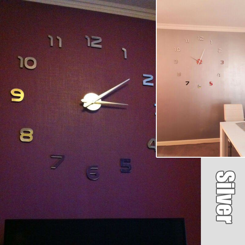 Fashion 3D big size wall clock mirror sticker DIY brief living room decor meetting room wall clock