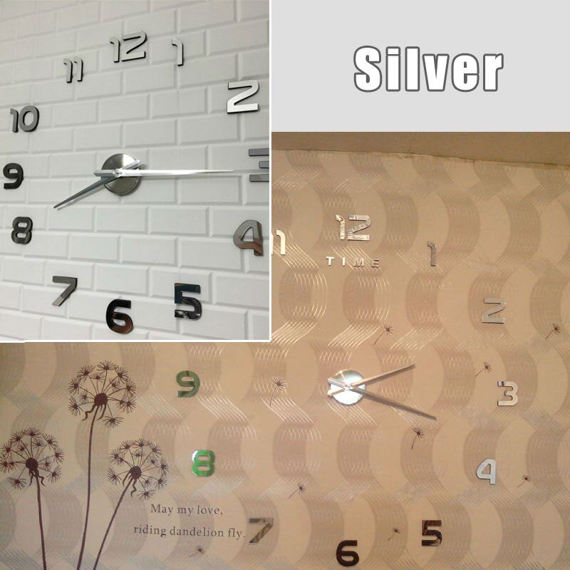 Fashion 3D big size wall clock mirror sticker DIY brief living room decor meetting room wall clock
