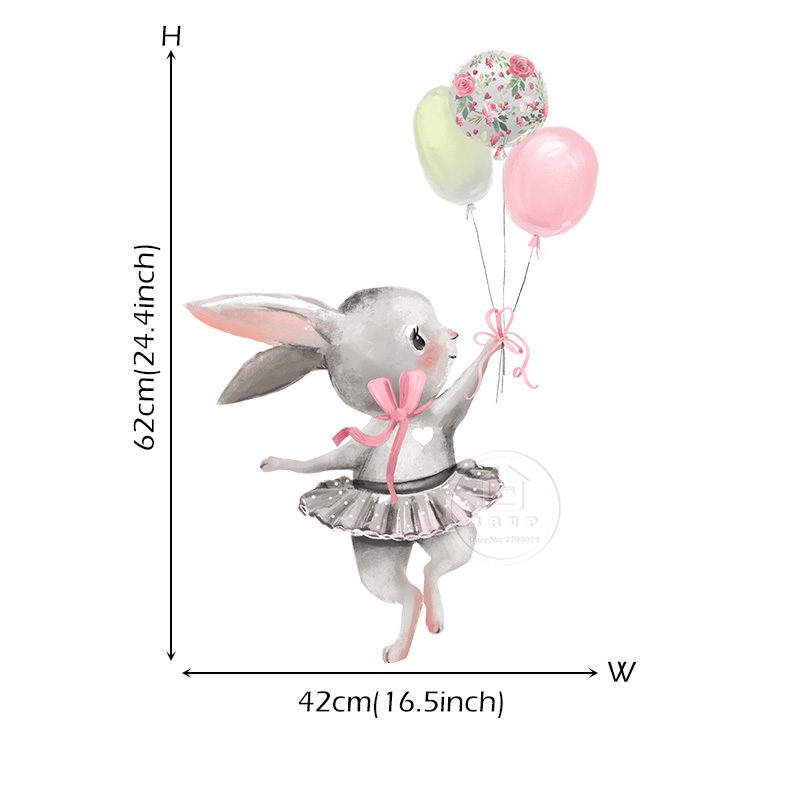 Cute Grey Bunny Ballet Rabbit Wall Stickers for Kids Room Cat Baby Nursery Wall Decals Pink Flower for Girl Room Home Decoration Cute Grey Bunny Ballet Rabbit Wall Stickers for Kids Room Cat Baby Nursery Wall Decals Pink Flower for Girl Room Home Decoration