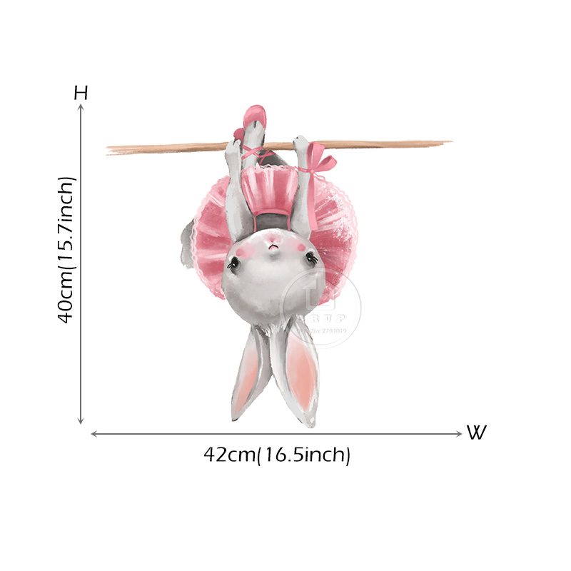 Cute Grey Bunny Ballet Rabbit Wall Stickers for Kids Room Cat Baby Nursery Wall Decals Pink Flower for Girl Room Home Decoration Cute Grey Bunny Ballet Rabbit Wall Stickers for Kids Room Cat Baby Nursery Wall Decals Pink Flower for Girl Room Home Decoration