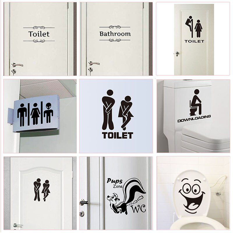WC Toilet Entrance Sign Door Stickers For Public Place Home Decoration Creative Pattern Wall Decals Diy Funny Vinyl Mural Art WC Toilet Entrance Sign Door Stickers For Public Place Home Decoration Creative Pattern Wall Decals Diy Funny Vinyl Mural Art