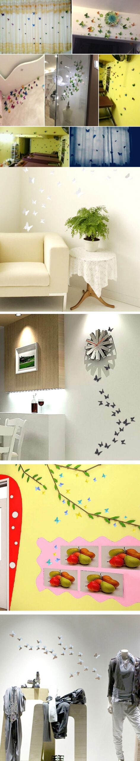 Creative Butterfly Refrigerator Sticker Home Decoration Kitchen Mural DIY Wall Stickers Party Sticker Kids Room Wallpaper