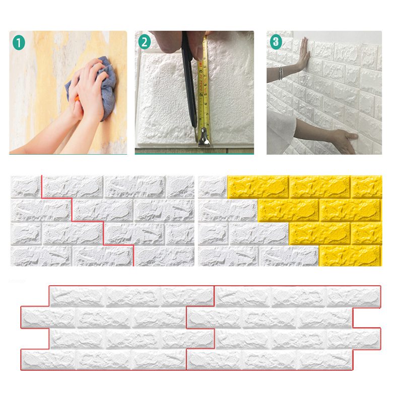 Foam 3D Wall Stickers Self Adhesive Wallpaper Panels Home Decor Living Room Bedroom House Decoration Bathroom Brick Wall Sticker