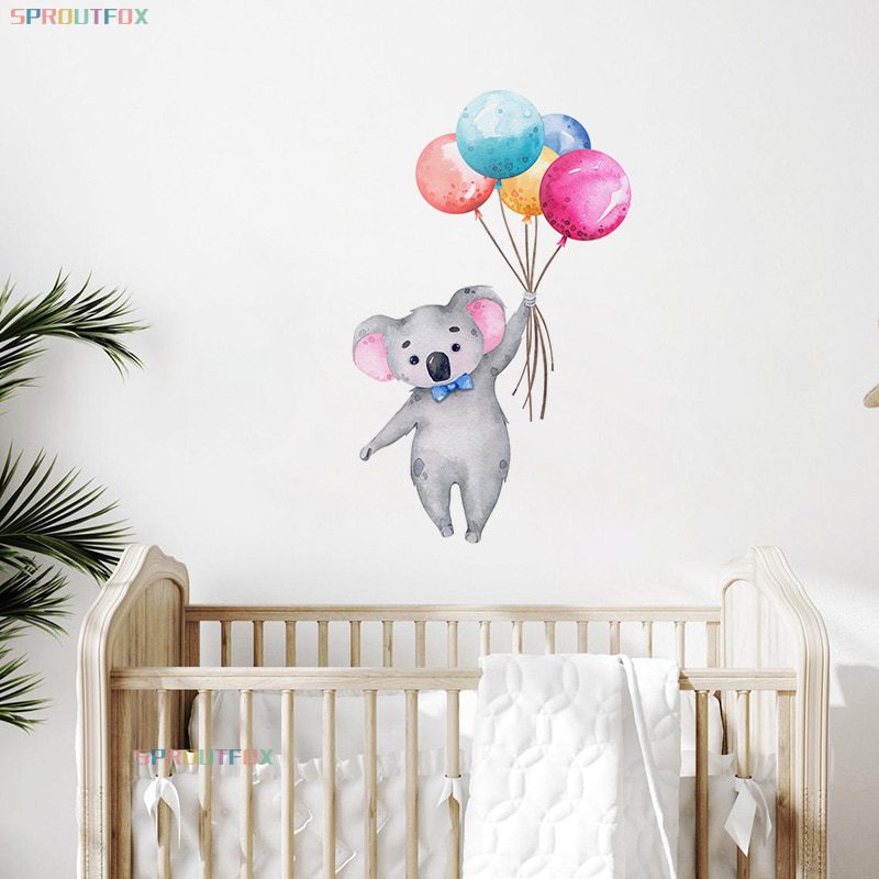 Animal Cartoon Wall Stickers For Kids Rooms Balloon Bunny Decorative 3D Wall Stickers For Children Rooms Large Kids Wall Decals