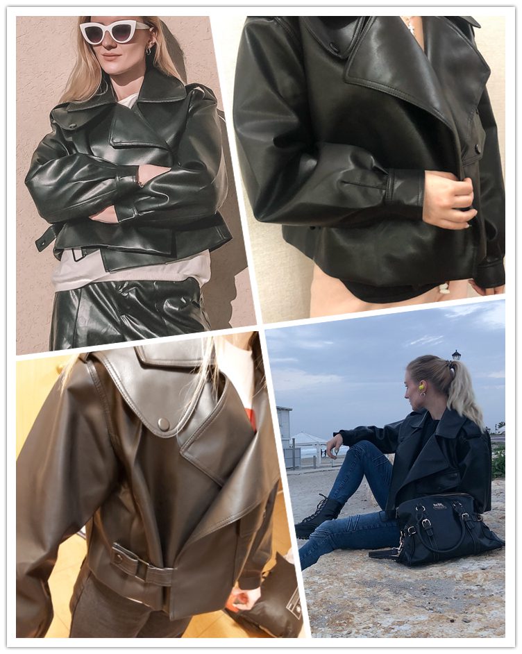 Ailegogo New Arrival Winter Autumn 2021 Women's Leather Wallet Campera Chaqueta Cuero Mujer Modis Coat Women Veste Cuir De Couro