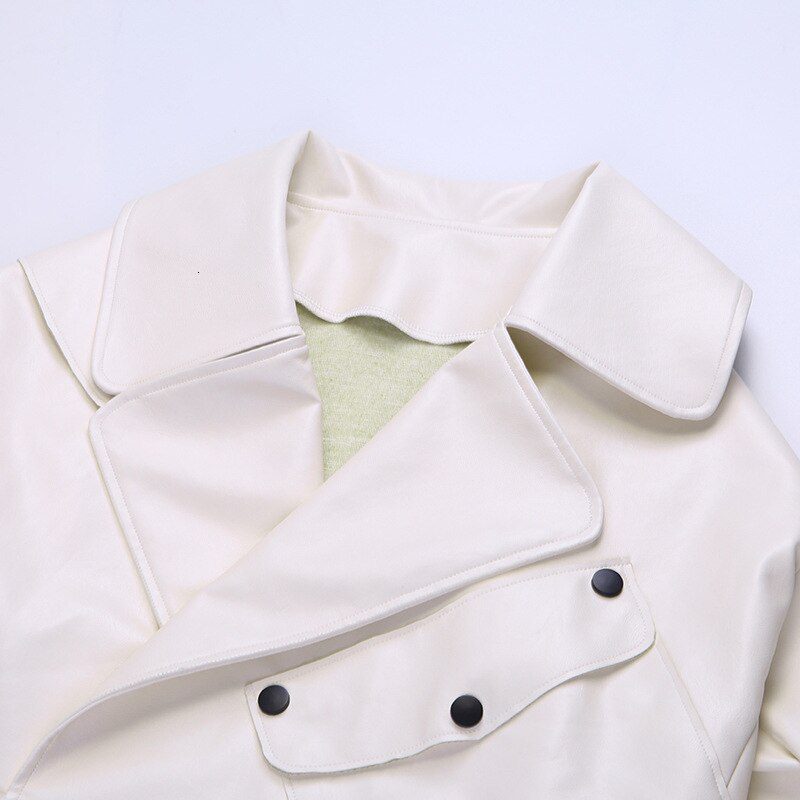 Ailegogo New Arrival Winter Autumn 2021 Women's Leather Wallet Campera Chaqueta Cuero Mujer Modis Coat Women Veste Cuir De Couro