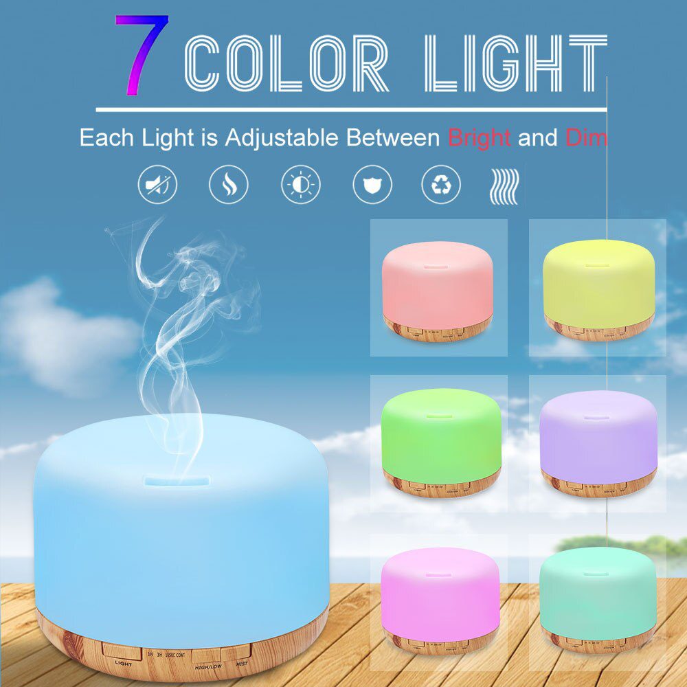 Air Humidifier Essential oil diffuser 300ML 500ML Ultrasonic Cool Mist Maker Fogger Humidifier LED Lamp Aroma Diffuser Electric