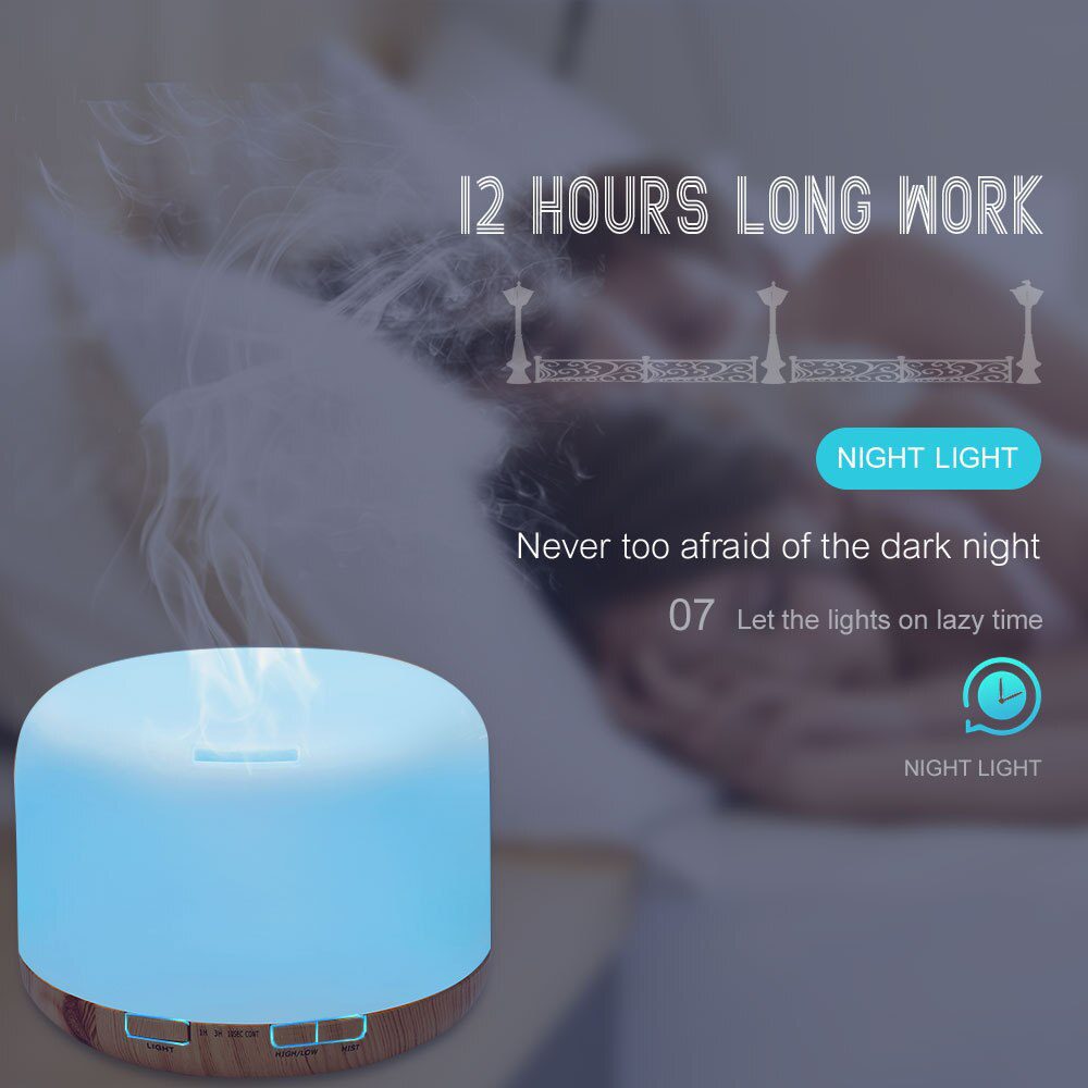 Air Humidifier Essential oil diffuser 300ML 500ML Ultrasonic Cool Mist Maker Fogger Humidifier LED Lamp Aroma Diffuser Electric