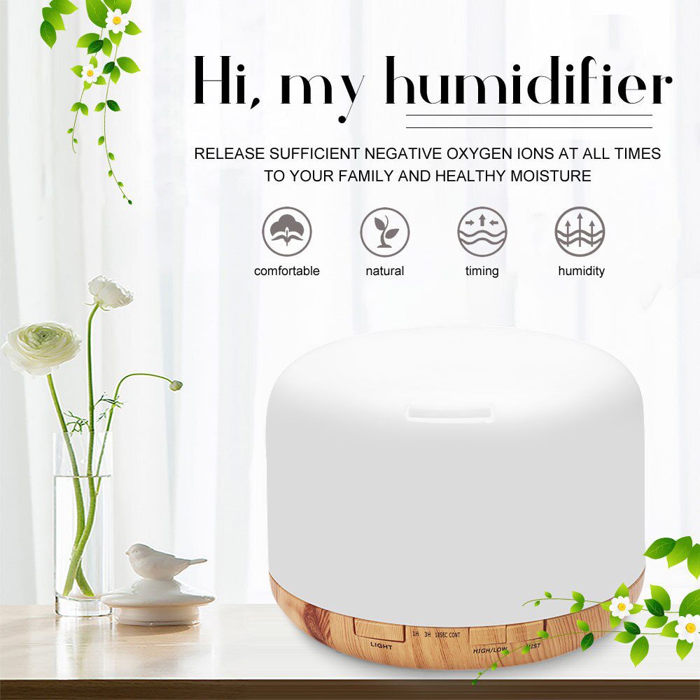 Air Humidifier Essential oil diffuser 300ML 500ML Ultrasonic Cool Mist Maker Fogger Humidifier LED Lamp Aroma Diffuser Electric