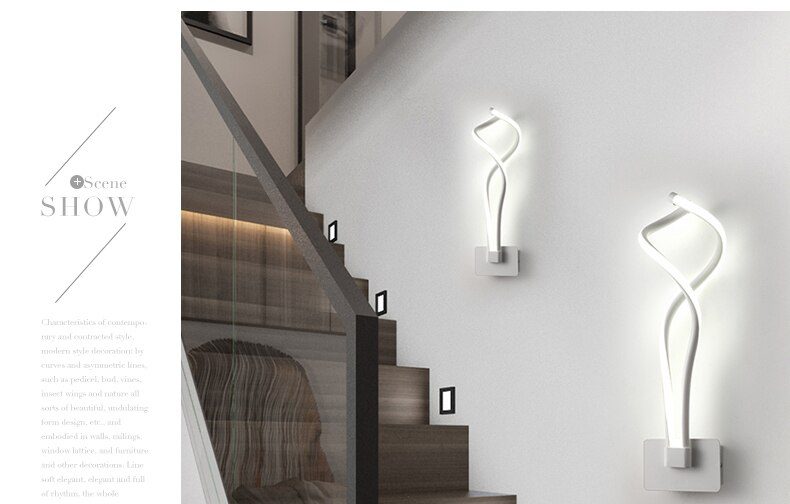 Modern Minimalist Wall Lamps Living Room Bedroom Bedside 16W AC96V-260V LED Indoor black white Lamp Aisle Lighting decoration