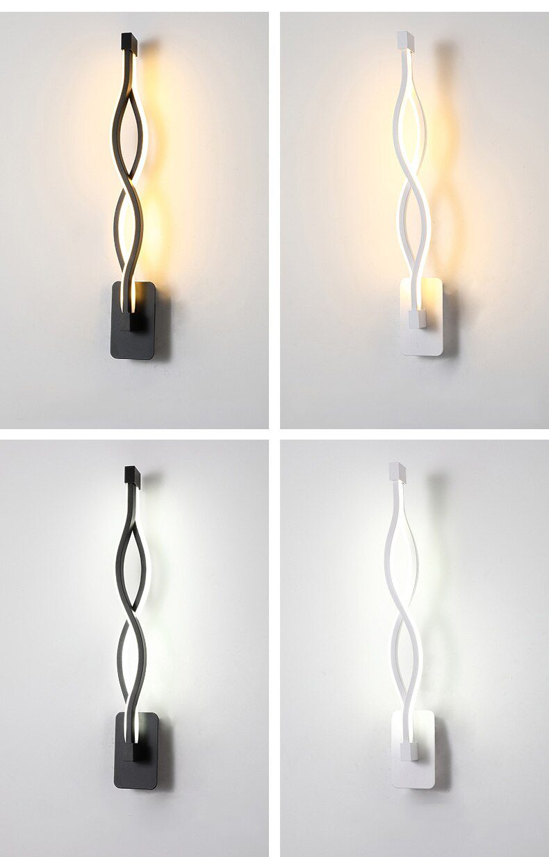 Modern Minimalist Wall Lamps Living Room Bedroom Bedside 16W AC96V-260V LED Indoor black white Lamp Aisle Lighting decoration
