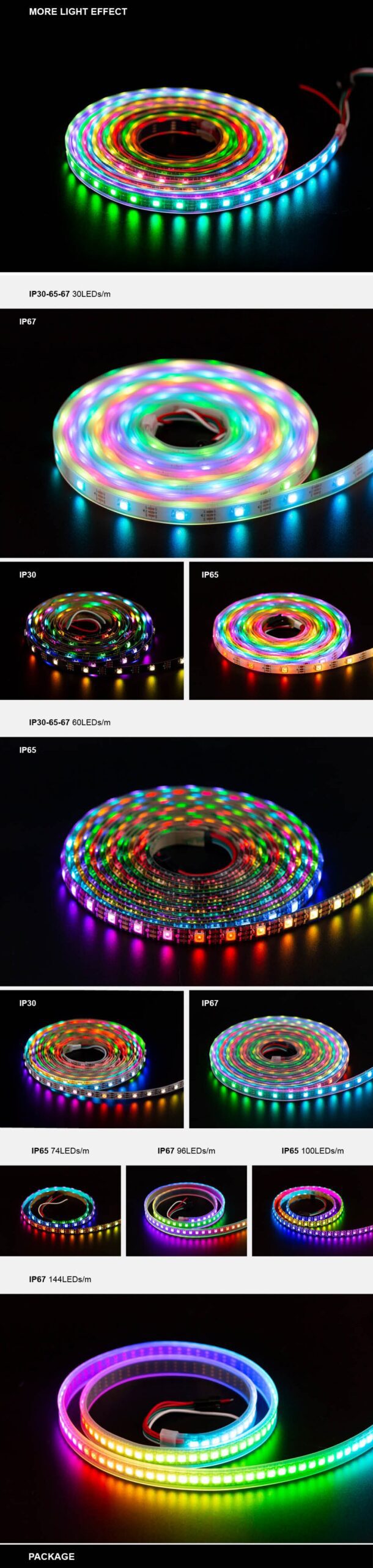1m 2m 4m 5m WS2812B Led Lights WS2812 RGB Led Strip Light Individually Addressable Led Light Strip Black White PCB IP30 65 67 5V