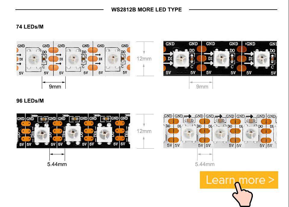 1m 2m 4m 5m WS2812B Led Lights WS2812 RGB Led Strip Light Individually Addressable Led Light Strip Black White PCB IP30 65 67 5V