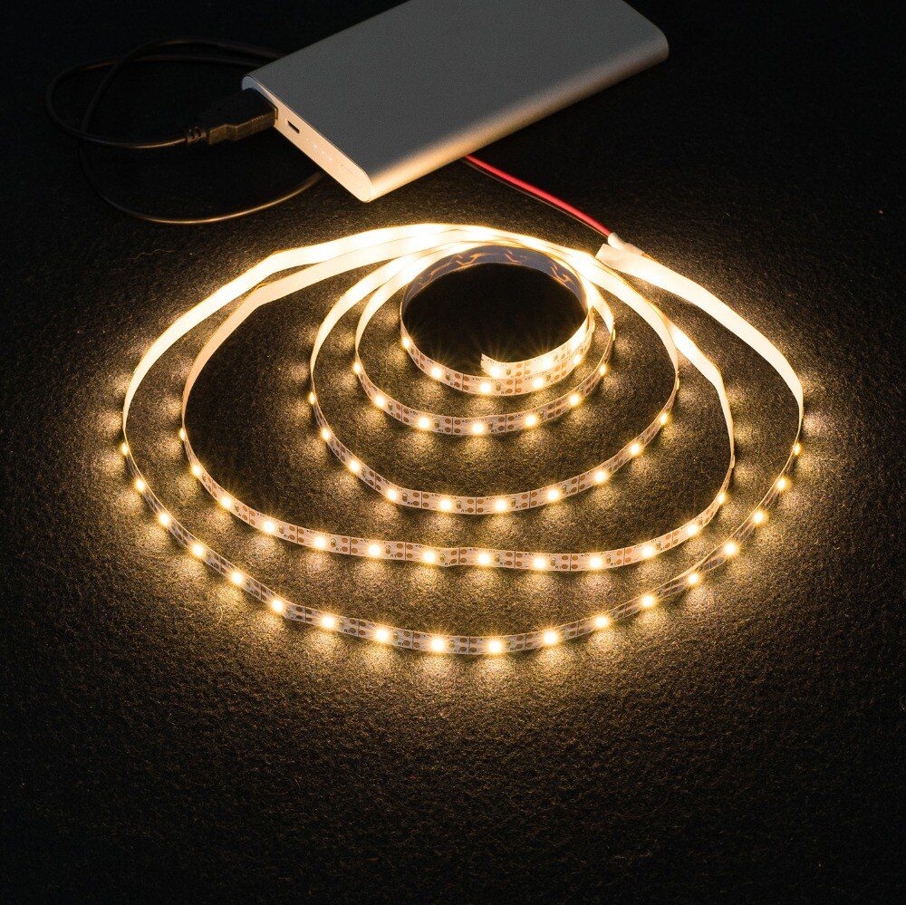 WELPUR battery 5V USB LED Strip 2835 DC LED Light Flexible 50CM 1M 2M 3M 5M white warm For TV Background Lighting Night light