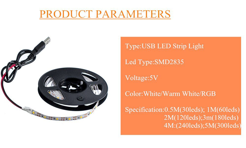 WELPUR battery 5V USB LED Strip 2835 DC LED Light Flexible 50CM 1M 2M 3M 5M white warm For TV Background Lighting Night light