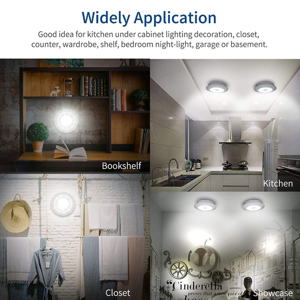 3W Super Bright Cob Under Cabinet Light LED Wireless Remote Control Dimmable Wardrobe Night Lamp Home Bedroom Closet Kitchen