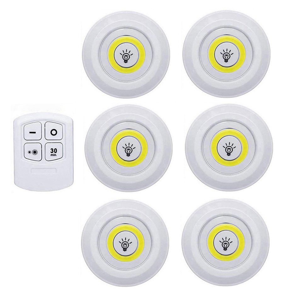 3W Super Bright Cob Under Cabinet Light LED Wireless Remote Control Dimmable Wardrobe Night Lamp Home Bedroom Closet Kitchen