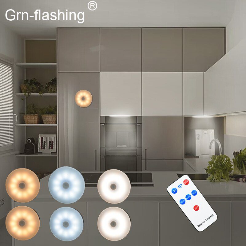 3W Super Bright Cob Under Cabinet Light LED Wireless Remote Control Dimmable Wardrobe Night Lamp Home Bedroom Closet Kitchen