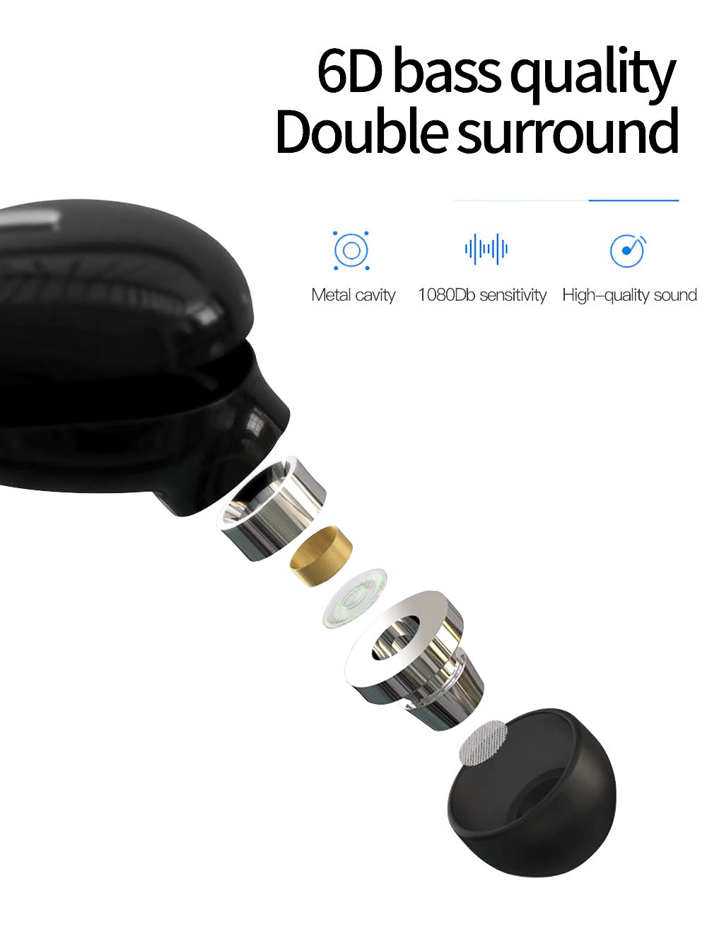 Mini Wireless Bluetooth 5.0 Earphone in Ear Sport with Mic Handsfree Headset Earbuds For Samsung Huawei All Phone Earphones
