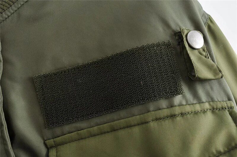 2020 stylish lady autumn winter za green short jackets women fashion long sleeve zipper bomber jacket outwear women's coat