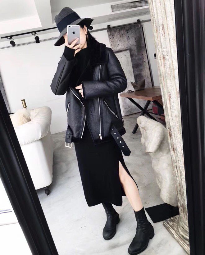 Ailegogo 2021 Winter Coats Women Thick Faux Leather Fur Sheepskin Coat Female Fur Leather Jacket Aviator Jacket Casaco Feminino