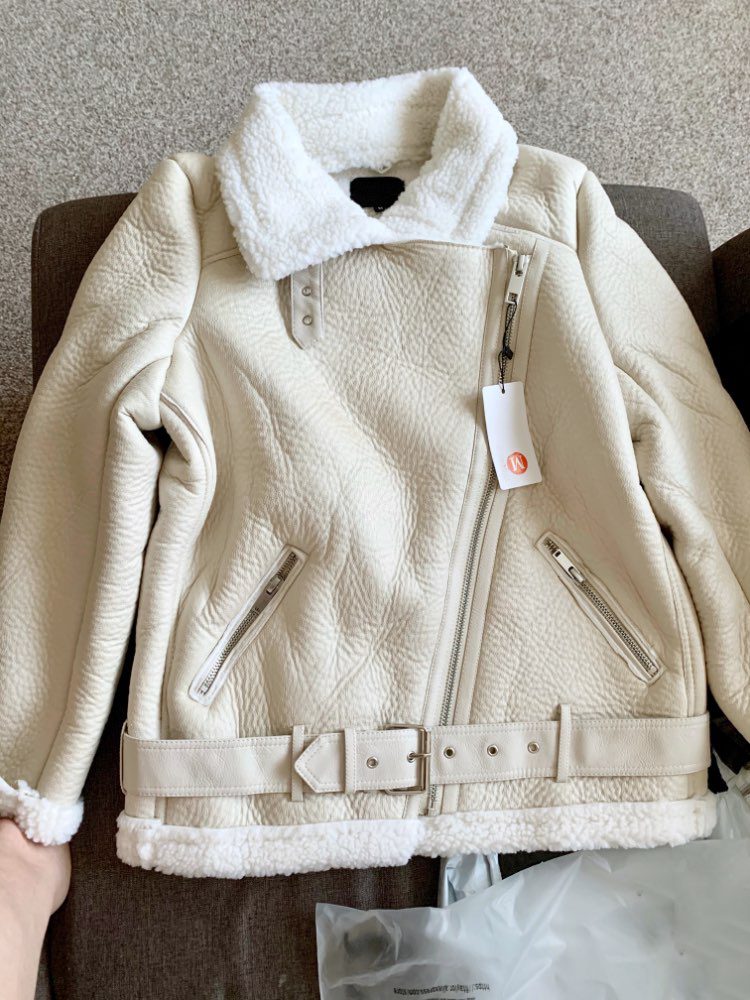 Ailegogo 2021 Winter Coats Women Thick Faux Leather Fur Sheepskin Coat Female Fur Leather Jacket Aviator Jacket Casaco Feminino